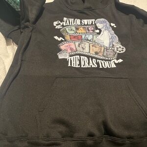Taylor Swift Black Eras Tour Dates & Album Titles Long sleeve hoodie Sz M